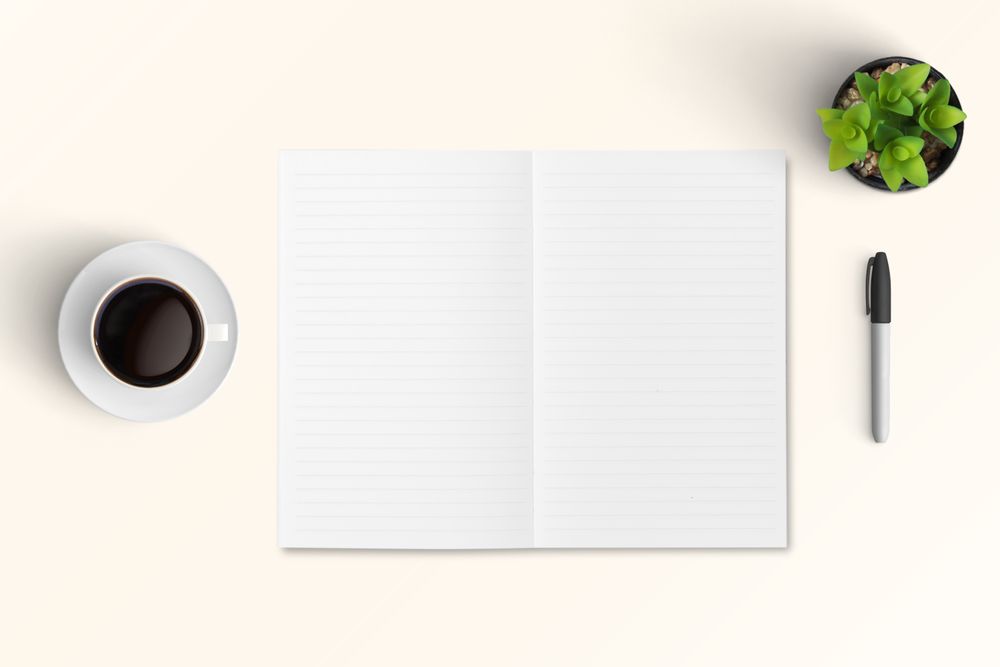 Modern workspace with  copy space on color background