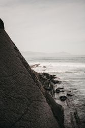 Cliff near stormy sea