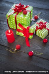 Three Christmas gifts and ornaments 43OYV4