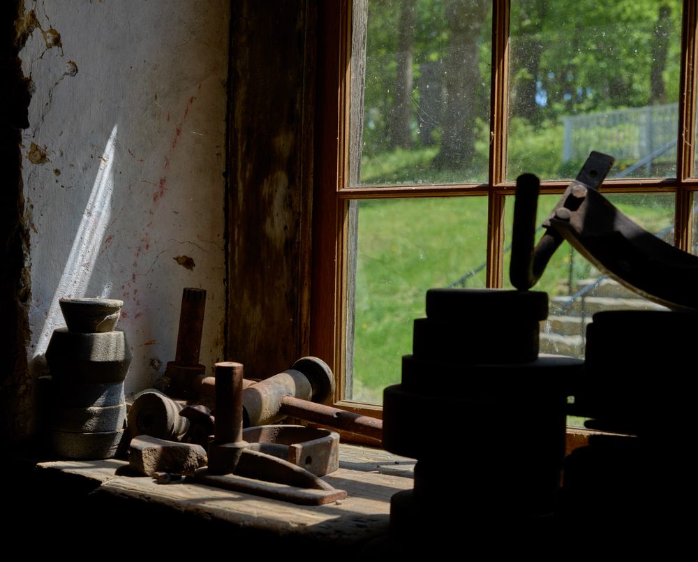Window at the Mill at Anselma, a gristmill in Chester Springs, Pennsylvania