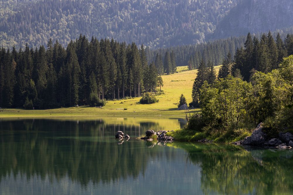 Alpine lake during summer time