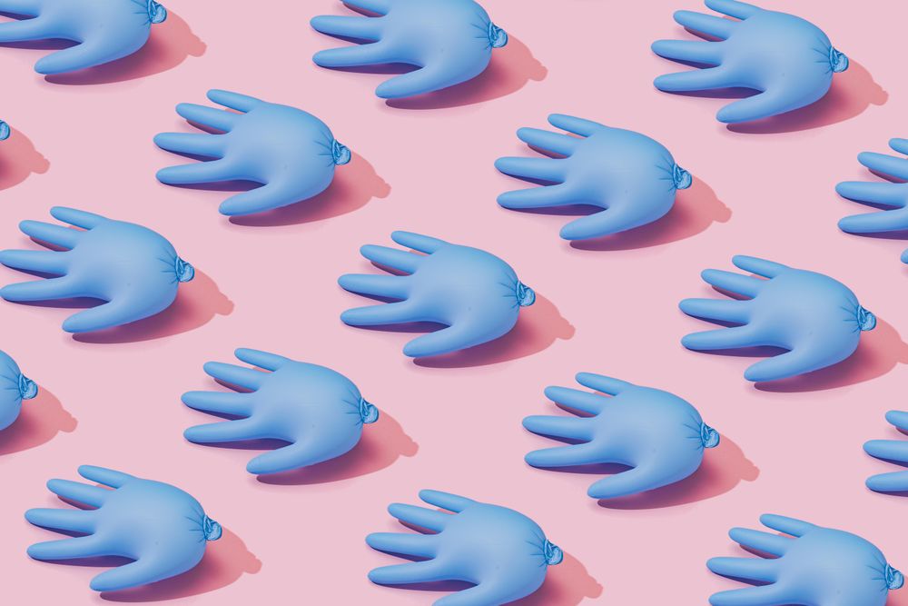 Blown up balloon-like latex glove pattern