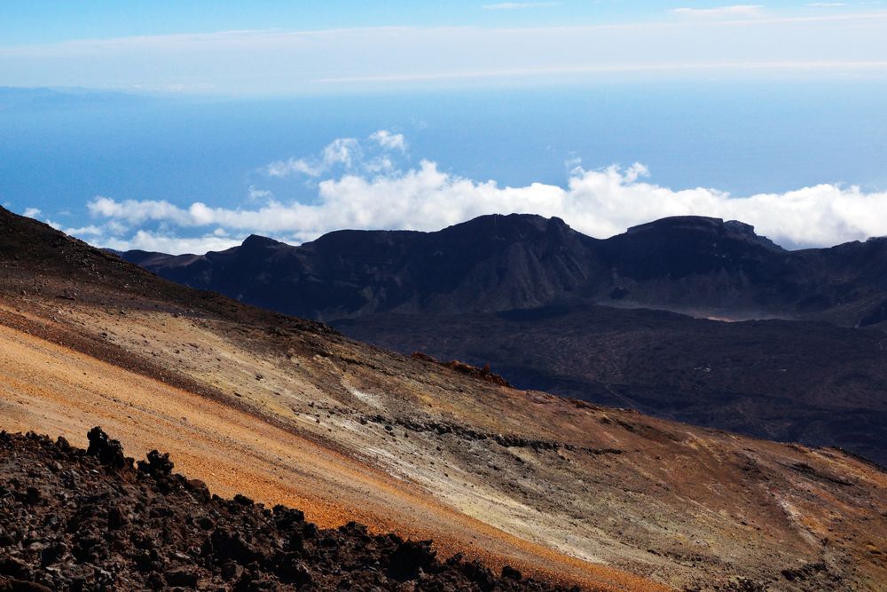 Volcanic landscape in wild deserted area