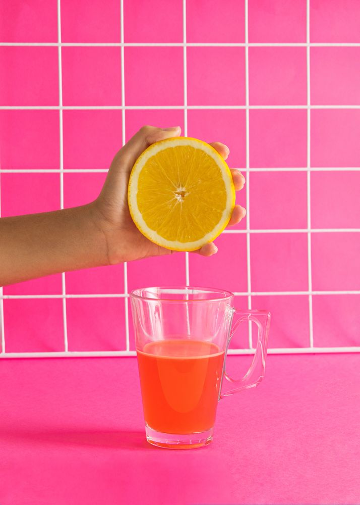 Pink vibrant background with tiles