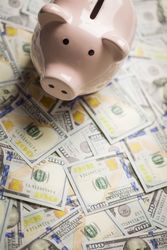 Piggy Bank on Newly Designed One Hundred Dollar Bills