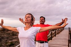 Adult couple exercising in nature