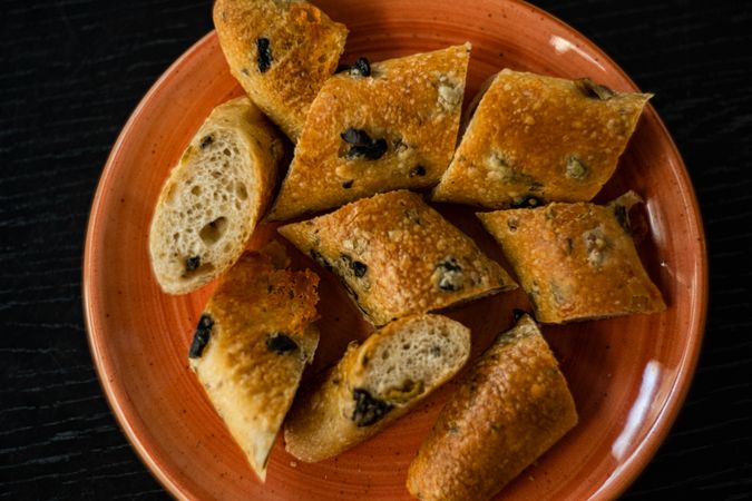 Sour dough bread with olives and cheese