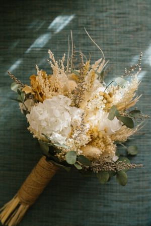 Elegant bouquet on soft cushion