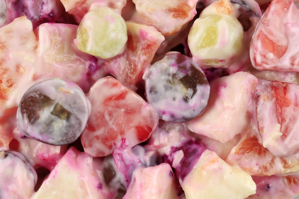 Fruit Salad with Mayo and Yoghurt Dressing