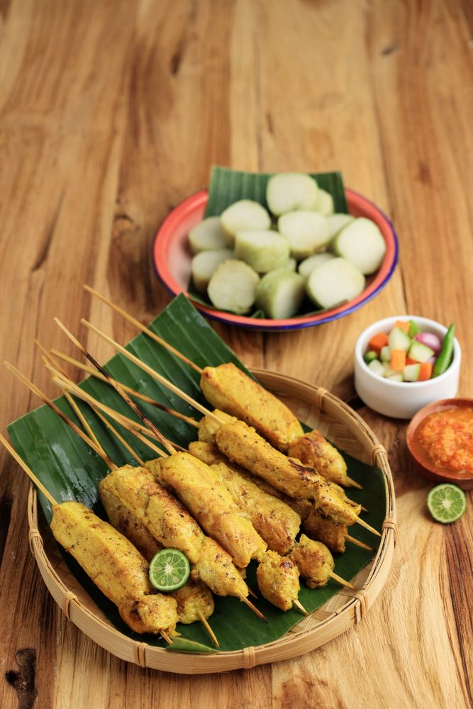 Sate Ayam Bumbu Kuning or Chicken Satay with Turmeric Spice