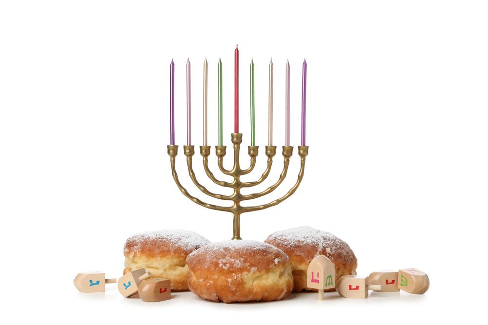 Concept of Jewish holiday, with Hanukkah accessories