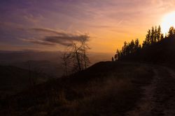 Majestic landscape of green mountains in sunlight
