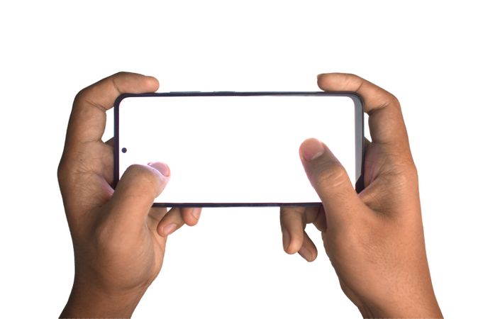 male hand holding phone horizontal