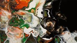 Green and Orange Fluid Art, Abstract Acrylic Pouring