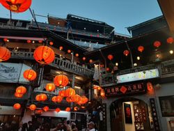 Red lanterns decorating the street in Taipei, Taiwan