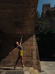 Anonymous slim ballet dancer on street