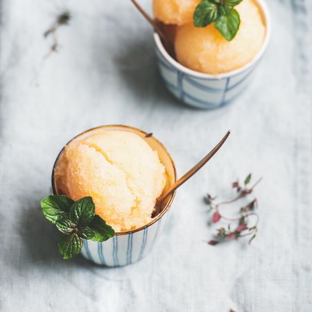 Fresh homemade grapefruit sorbet, square crop