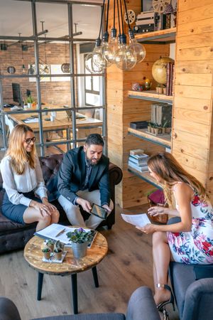 Businesspeople having an informal work meeting