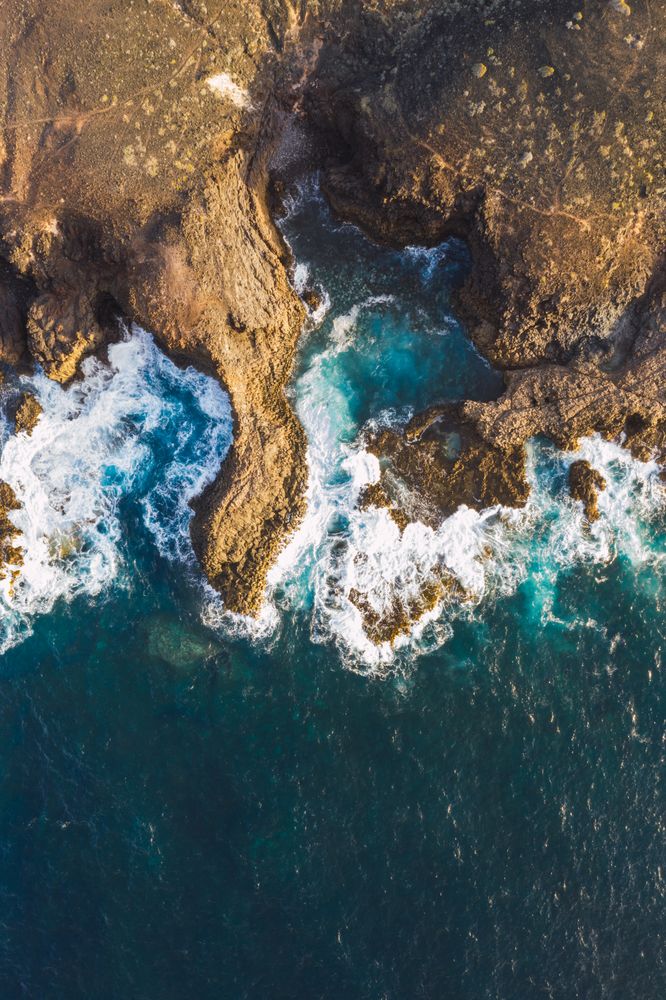 Drone view of coast with cliffs