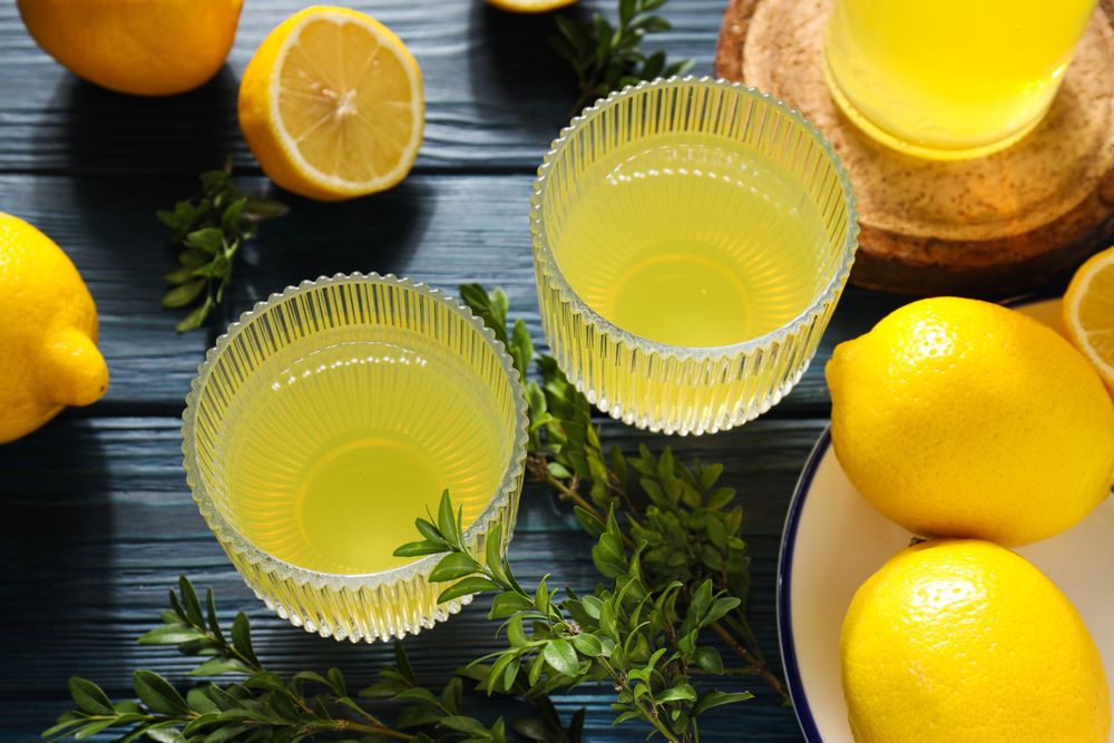 Concept of fresh summer drink - Limoncello cocktail