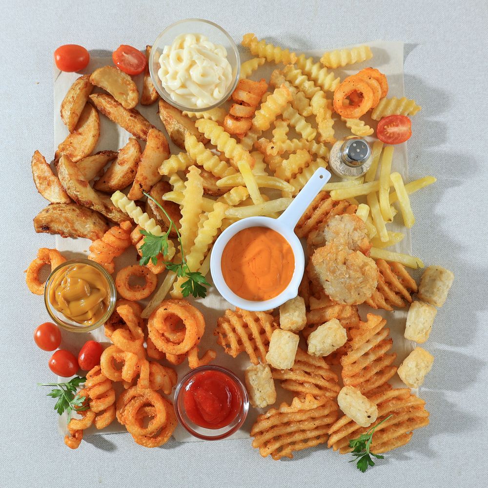 Top View Various Potato Fries