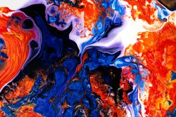 Blue and Red Fluid Art, Abstract Acrylic Pouring
