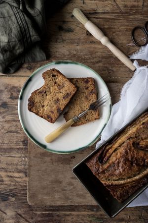 Healthy banana bread on cutting board