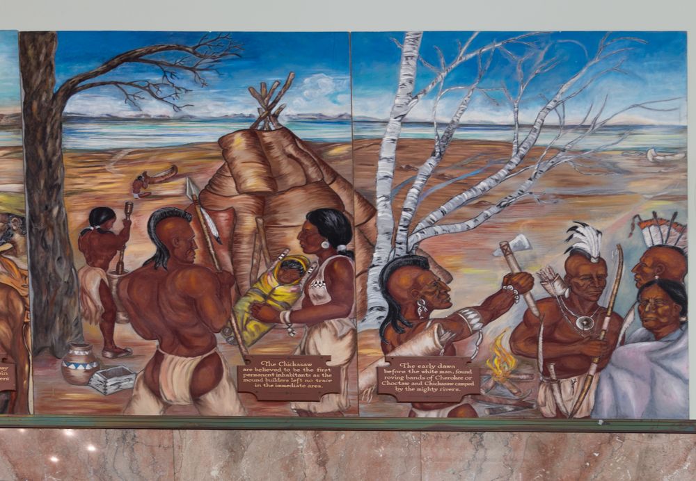 Lobby mural of Native Americans, Federal Building and U.S. Courthouse, Louisville, Kentucky