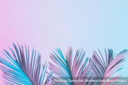 Tropical and palm leaves in vibrant bold gradient holographic colors 0WE164