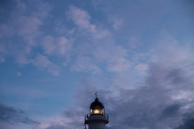 Top of lighthouse at dusk