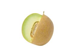 Cut fresh melon, isolated on plain background