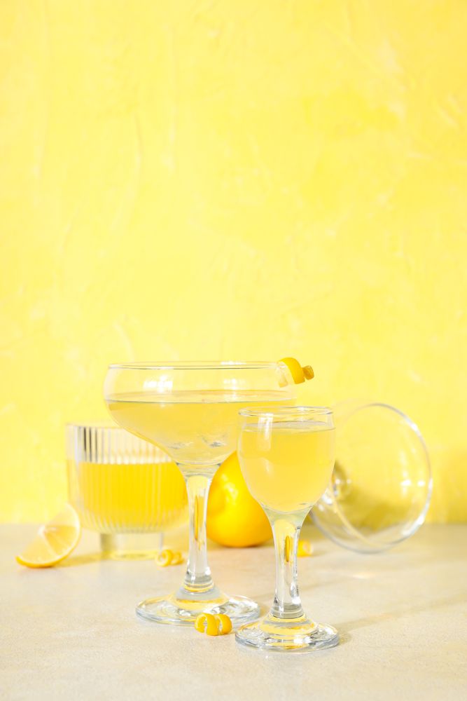 Concept of fresh summer drink - Limoncello cocktail