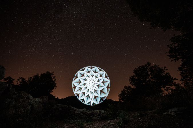 Light painting in the dark night