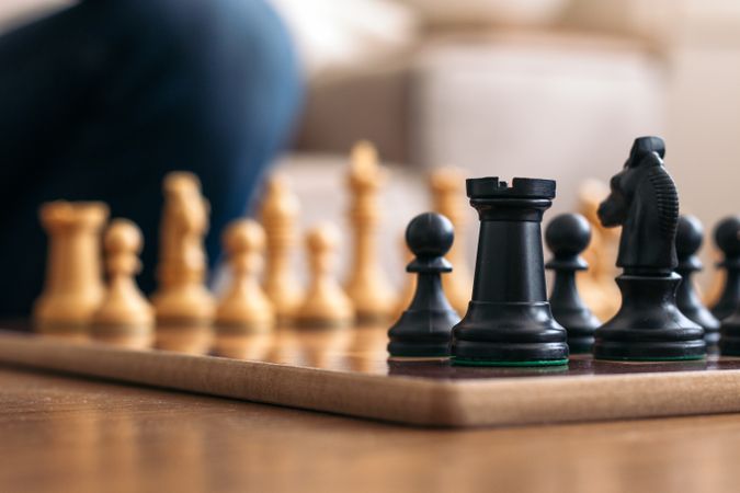 closeup of a chess board