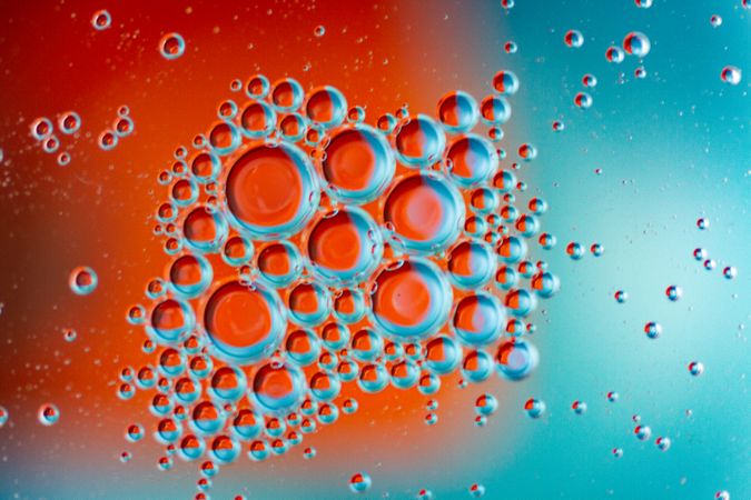 Abstract blue and red water bubbles