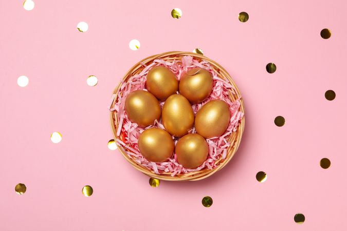 Pension rewards, returns and investment funding concepts, golden eggs