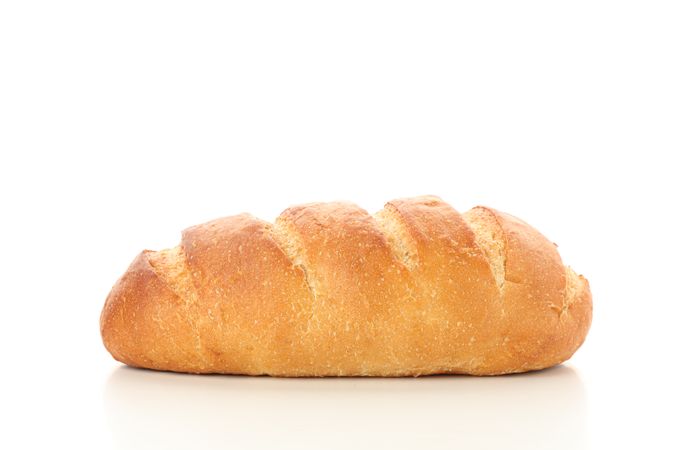 Wheat bread isolated on plain background. Bakery products