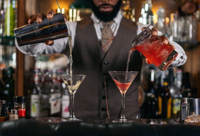 Signature cocktails: a creative bartender at his bar