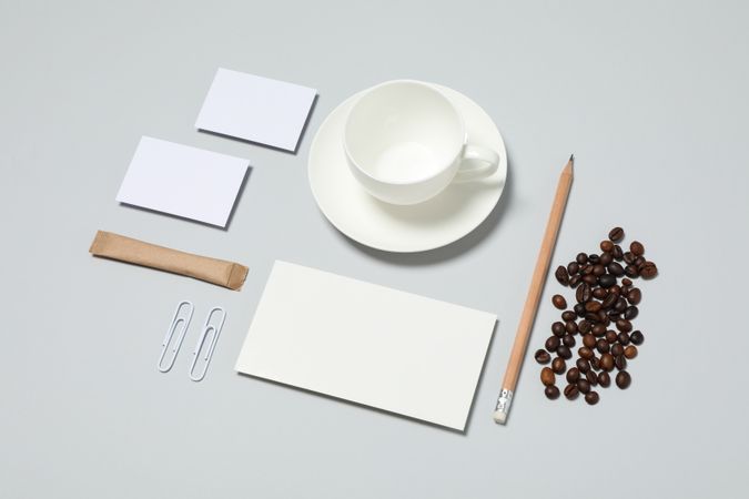 Mockup business brand template on light gray background, space for text