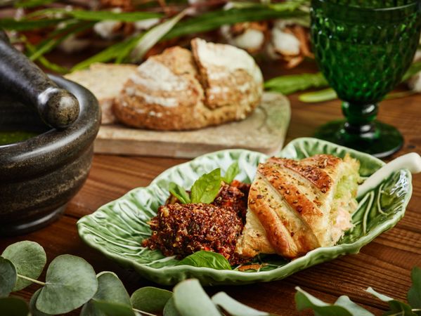 Salmon and mozzarella puff pastry