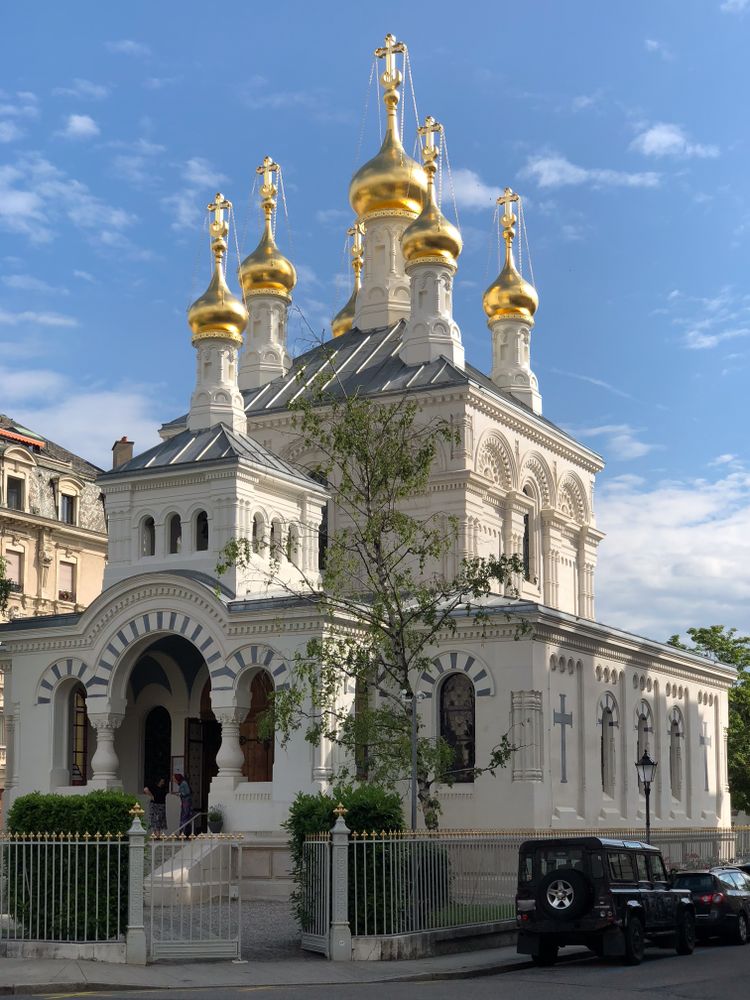 Orthodox church with gold plated steeples