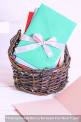 Basket of letters and blank message card 0PZNv4