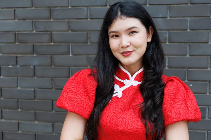 Portrait of Asian girl in Chinese New Year costume