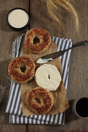 Bagels with Cream Cheese Spread