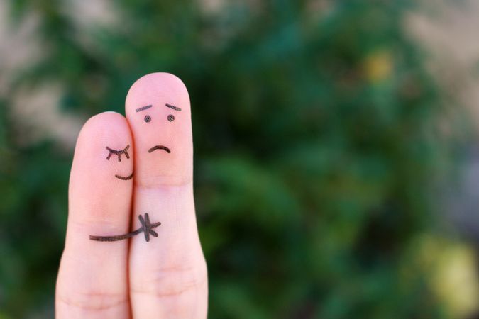 Fingers art of displeased couple.