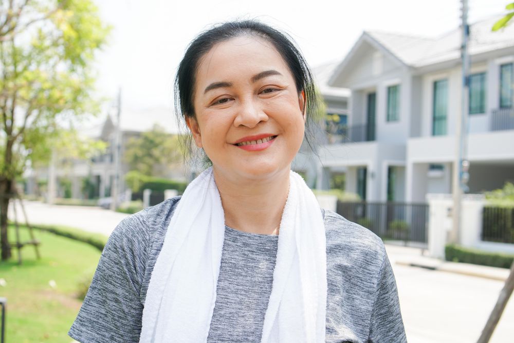 Portrait of smiling woman after workout