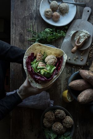 Fresh sweet potato falafel