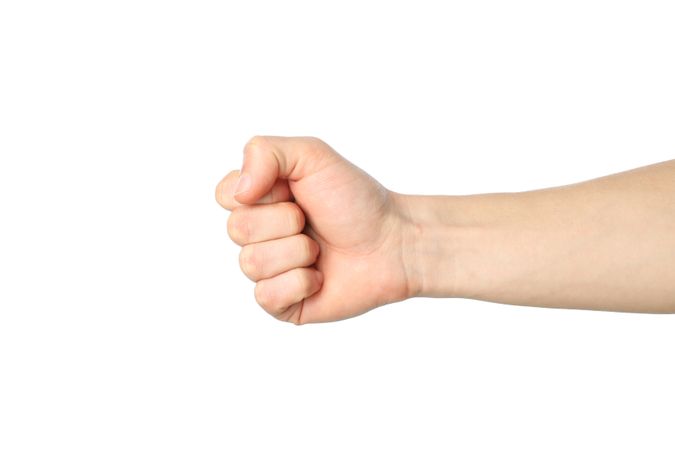 Male fist isolated on blank background. Gestures