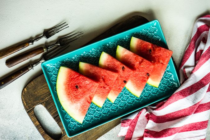 Organic food concept with watermelon sliced on plate