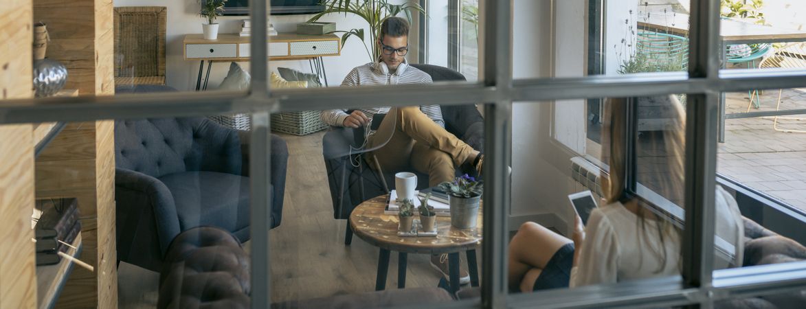 Businessman sitting in waiting room
